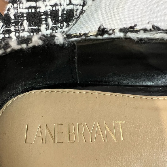 Lane Bryant black and white houndstooth flats with black bow size 9W - Picture 12 of 13